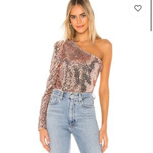 Lovers + Friends one shoulder shirt